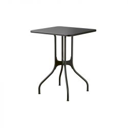 Mila table design, Magis plateau HPL noir, pieds en acier noir, 70x70 cm