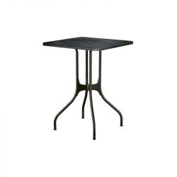 Mila table design, Magis plateau en marbre noir Marquinia, pieds en acier noir, 70x70 cm