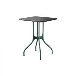 Mila table design, Magis plateau HPL noir, pieds en acier blanc, 70x70 cm