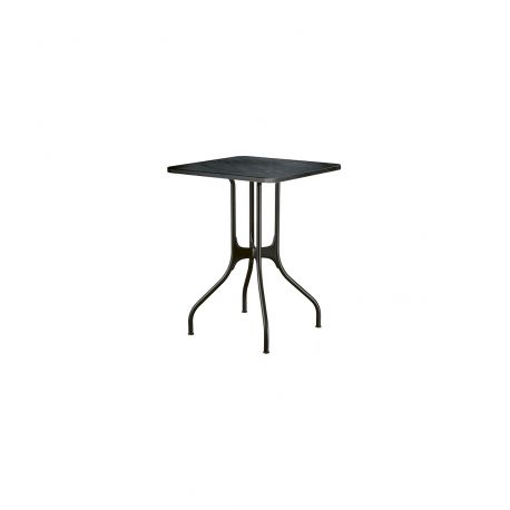 Mila table design, Magis plateau en marbre noir Marquinia, pieds en acier noir, 55x55 cm