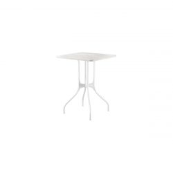 Mila table design, Magis plateau en marbre de Carrare Blanc, pieds en acier blanc, 55x55 cm