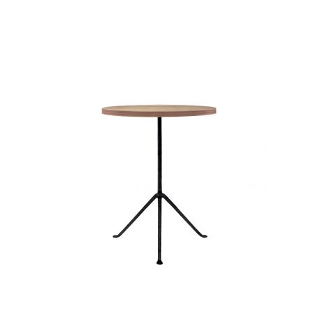 Officina, table ronde design, Magis plateau en frêne thermo traité, pieds gris anthracite, diamètre 80 cm