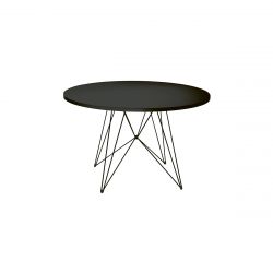XZ3, grande table ronde, Magis pied noir, plateau en MDF noir, diamètre 120 cm