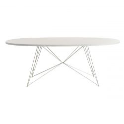 XZ3, grande table ovale, Magis pied blanc, plateau en MDF blanc, 200x119 cm