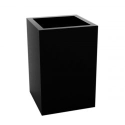 Pot Cube Haut noir laqué brillant 50x50xH75 cm, simple paroi, Vondom
