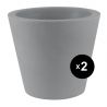 Lot de 2 Pots Coniques diamètre 60 x hauteur 52 cm, simple paroi, Vondom gris argent
