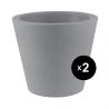 Lot de 2 Pots Coniques diamètre 50 x hauteur 43 cm, simple paroi, Vondom gris argent