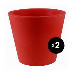 Lot de 2 Pots Coniques diamètre 50 x hauteur 43 cm, simple paroi, Vondom rouge