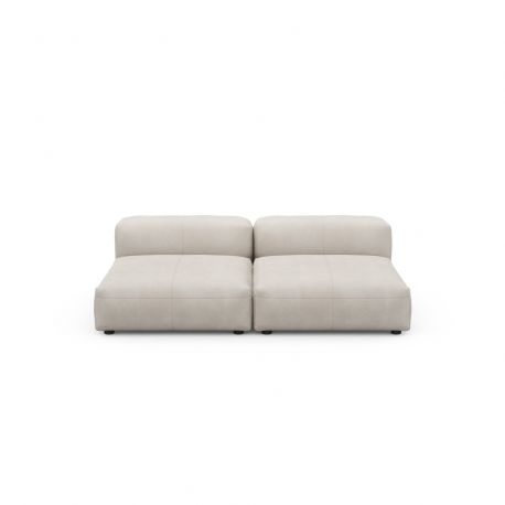 Canapé 2 à 3 places en cuir gris clair Vetsak,L.210 x H.60 x P.136,5 cm