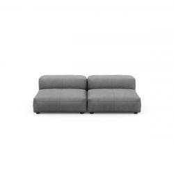 Canapé 2 à 3 places en cuir gris foncé Vetsak, L.210 x H.60 x P.115,5 cm