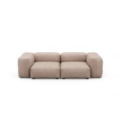 Canapé 2 places avec accoudoirs en cuir gris stone Vetsak, L.231 x H.60 x P.220,5 cm