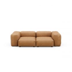 Canapé 2 places avec accoudoirs en cuir marron Vetsak, L.231 x H.60 x P.220,5 cm