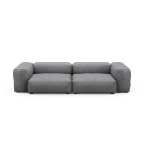 Canapé 2 à 3 places avec accoudoirs en cuir gris foncé Vetsak, L.273 x H.60 x P.115,5 cm