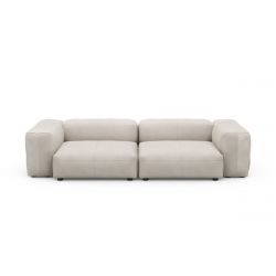 Canapé 2 à 3 places avec accoudoirs en cuir gris clair Vetsak, L.273 x H.60 x P.115,5 cm