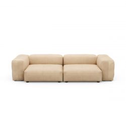 Canapé 2 à 3 places avec accoudoirs en cuir beige Vetsak, L.273 x H.60 x P.115,5 cm