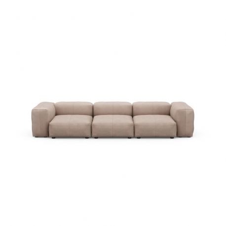 Canapé 3 à 4 places avec accoudoirs en cuir gris stone Vetsak, L.315 x H.60 x P.115,5 cm