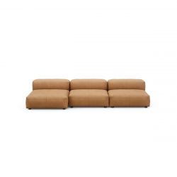 Canapé 3 à 4 places en cuir marron Vetsak, L.346,5 x H.60 x P.136,5 cm