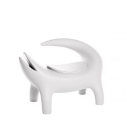Fauteuil Lounge Kroko, blanc laiteux, W 60 x D 110 x H 74, Slide Design