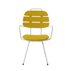 Chaise à lattes Ribs jaune safran, Slide Design, L57 x P61 x H90 cm