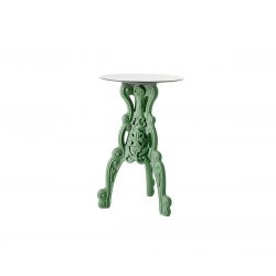 Table haute baroque Master of Love vert sauge, Slide design, D 69 x H 110 cm