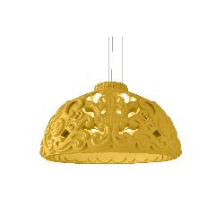 Lustre baroque Dame of Love jaune safran, Slide design, D 100 x H 54 cm