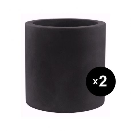 Set de 2 pots Cylindre diamètre 50 x hauteur 50 cm, simple paroi, Vondom noir