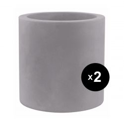 Set de 2 grands pots Cylindriques gris argent, simple paroi, Vondom, Diamètre 80 x Hauteur 80 cm