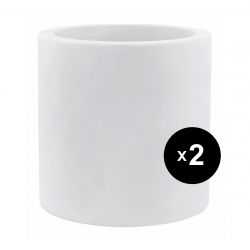 Set de 2 grands pots Cylindriques blanc, simple paroi, Vondom, Diamètre 80 x Hauteur 80 cm