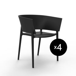 Set de 4 fauteuils Africa, Vondom noir