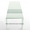 Table Grande Arche avec 1 rallonge, Fast blanc Longueur 220/270 cm