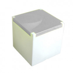 Table basse lumineuse Kubo, Slide Design blanc, plaque inox