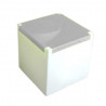 Table basse lumineuse Kubo, Slide Design blanc, plaque inox
