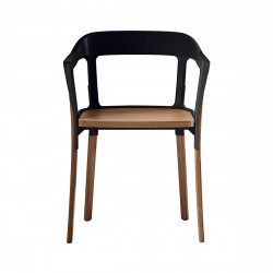 Chaise design Steelwood Magis noir, bois clair