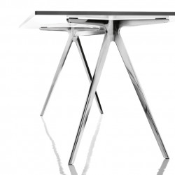 Baguette, grande table à manger design, Magis verre transparent pieds noirs160x85 cm