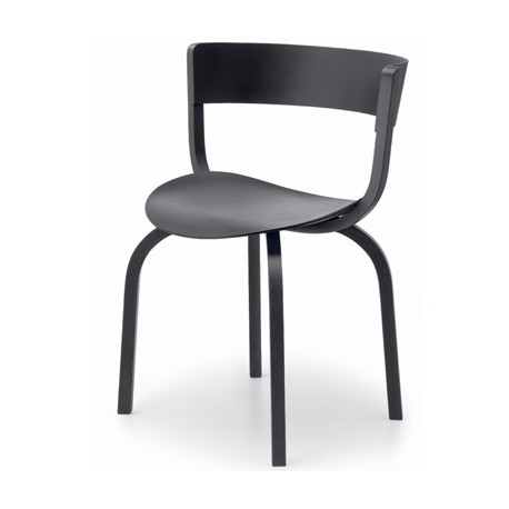 404F Chaise en bois avec dossier large, Thonet teinté noir