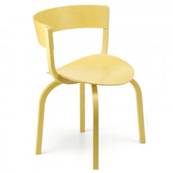 404F Chaise en bois avec dossier large, Thonet jaune laqué