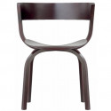 404F Chaise en bois avec dossier large, Thonet teinté marron foncé