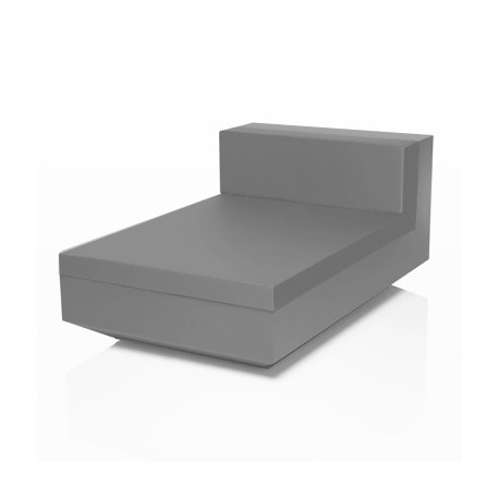 Module central chaise longue canapé Vela, Vondom, 100x160xH72cm gris argent