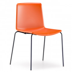 Lot de 4 chaises Tweet 890, Pedrali orange Pieds chromés
