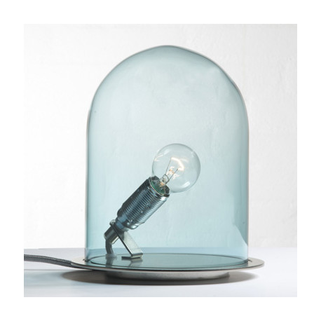 Lampe à poser Glow in a Dome, Ebb & Flow, bleu, base métal argenté, Diamètre 15,5 cm