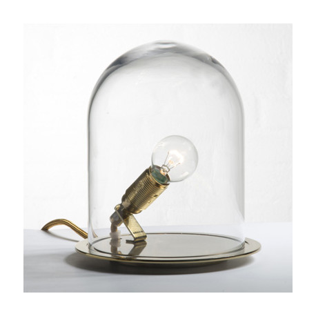 Lampe à poser Glow in a Dome, Ebb & Flow, transparent, base métal argenté, Diamètre 15,5 cm