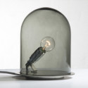 Lampe à poser Glow in a Dome, Ebb & Flow, gris fumé, base métal argenté, Diamètre 20 cm