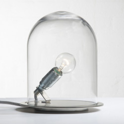 Lampe à poser Glow in a Dome, Ebb & Flow, transparent, base métal argenté, Diamètre 20 cm