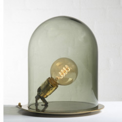 Lampe à poser Glow in a Dome, Ebb & Flow vert olive base laiton, Diamètre 20 cm