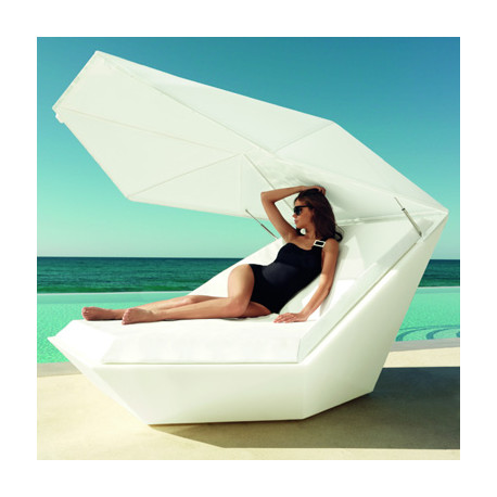 Daybed chaise longue design avec Parasol Faz, Vondom blanc