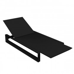 Chaise longue Frame noir mat, avec coussin tissu Silvertex, Vondom