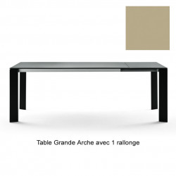 Table Grande Arche avec 1 rallonge, Fast or perlé Longueur 160/210 cm