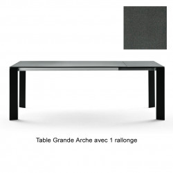Table Grande Arche avec 1 rallonge, Fast gris métal Longueur 220/270 cm