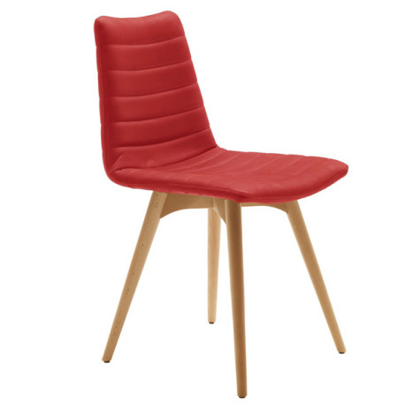 Chaise design Cover, Midj rouge pieds bois