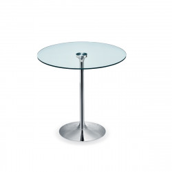 Table ronde Infinity, Midj plateau verre, pied chromé Diamètre 60 cm